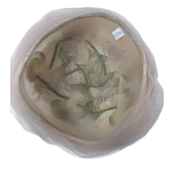 Vintage 1950s Ivory Floral Turban Hat with Tulle & Netting main image 7